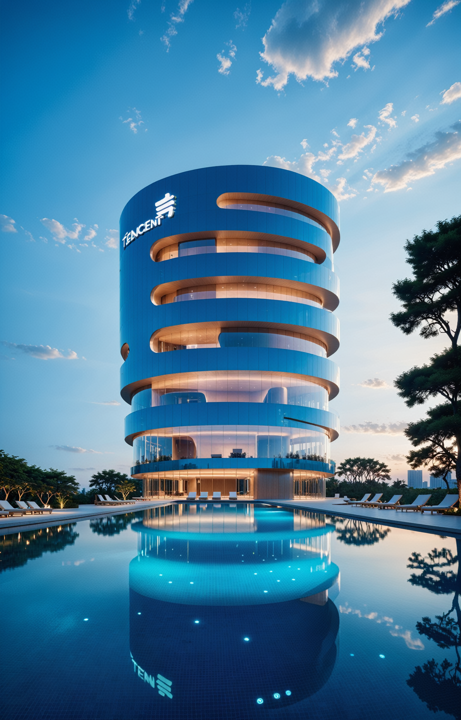 00591-4090872723-cinematic photo A building with a unique and spectacular modern style,with (a logo of _Tencent__1.4) on the top,featuring very i.png